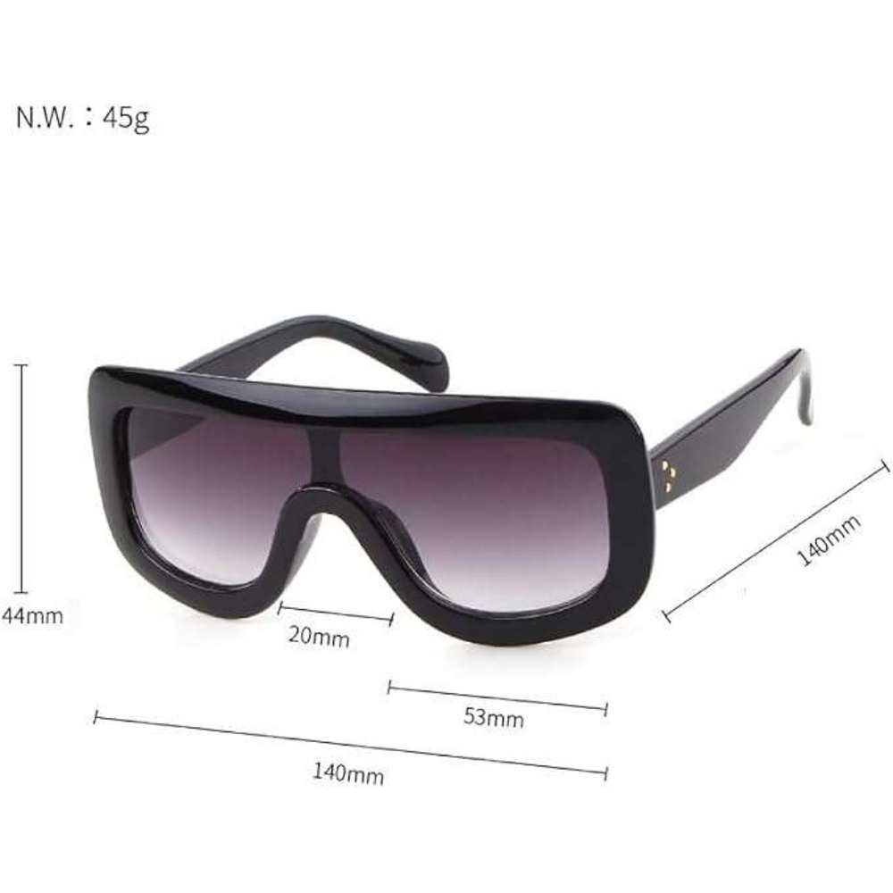 Oversized Flat Top Trendy Square Trapezoid Shape‎ Fashion Mens Womens Sunglasses - Picture 7 of 7